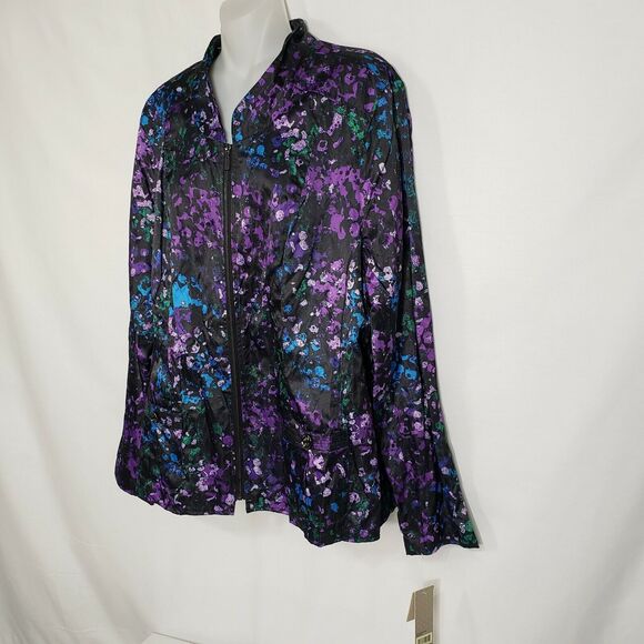 Laura Ashley Womens Jacket Size XL Multicolor Lightweight Zip Pockets Metallic - Picture 5 of 11